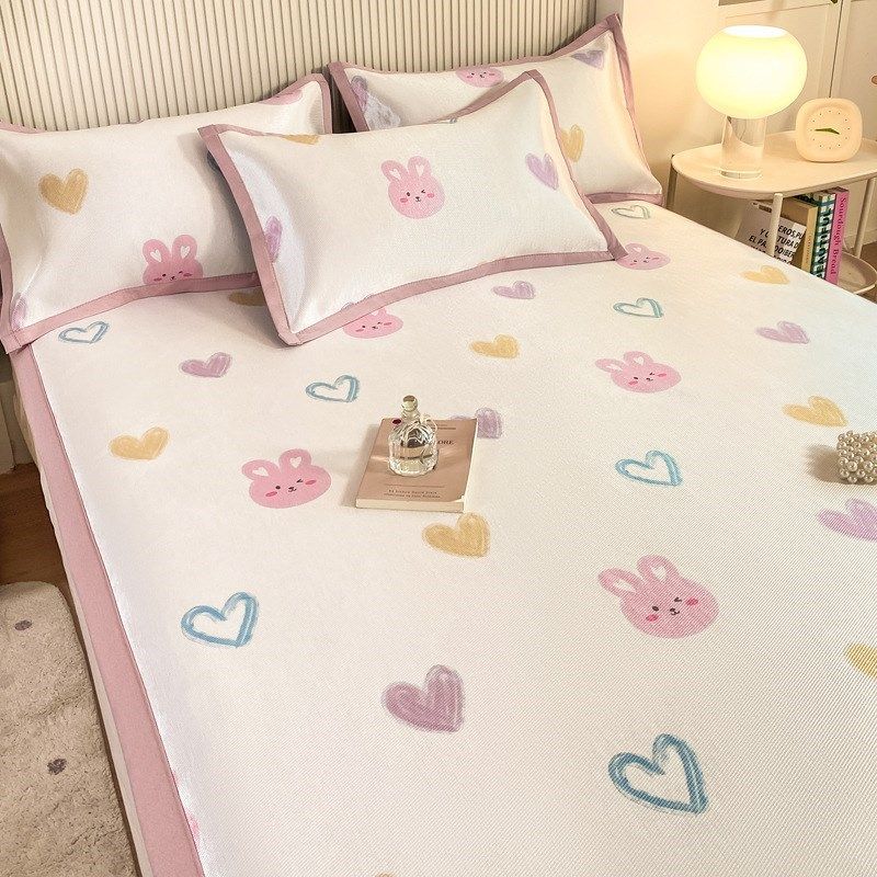 夏季冰丝凉席2024新款可机洗学生宿舍单人软席子床笠款藤席三件套,床上用品,冰丝席,淘宝优惠券,粉丝福利购,淘宝优惠卷