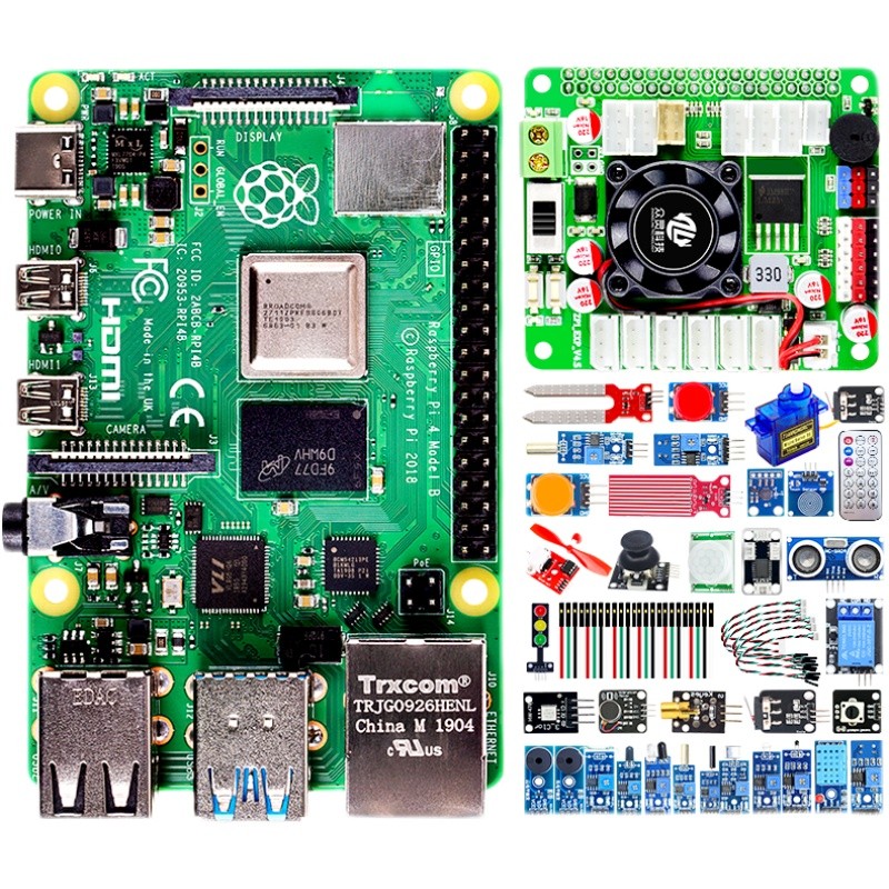 树莓派4B拓展板入门学习传感器Raspberry Pi开发板python编程套件