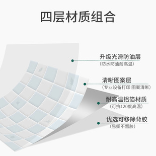 速发厨房防油贴纸自粘防火耐高温油烟机灶台防水墙贴壁纸橱柜台面