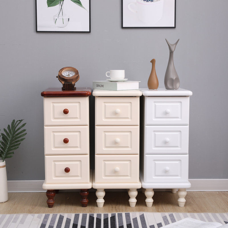 夹缝收纳边柜20/25cm实木沙发边角缝隙柜整装窄柜卧室抽屉式储物