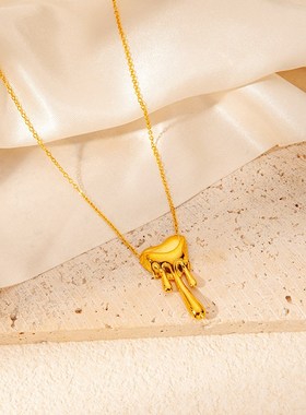 时尚轻奢高级爱心融化金属t项链不锈钢小众百搭冷淡风耳环耳饰