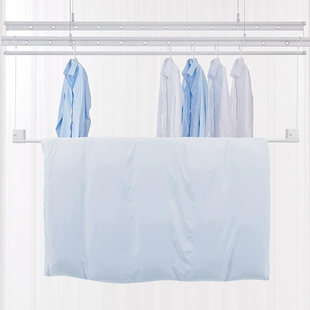 伸缩晾衣杆晒被子神器不锈钢免打孔悬挂式阳台室内简易型收纳家用