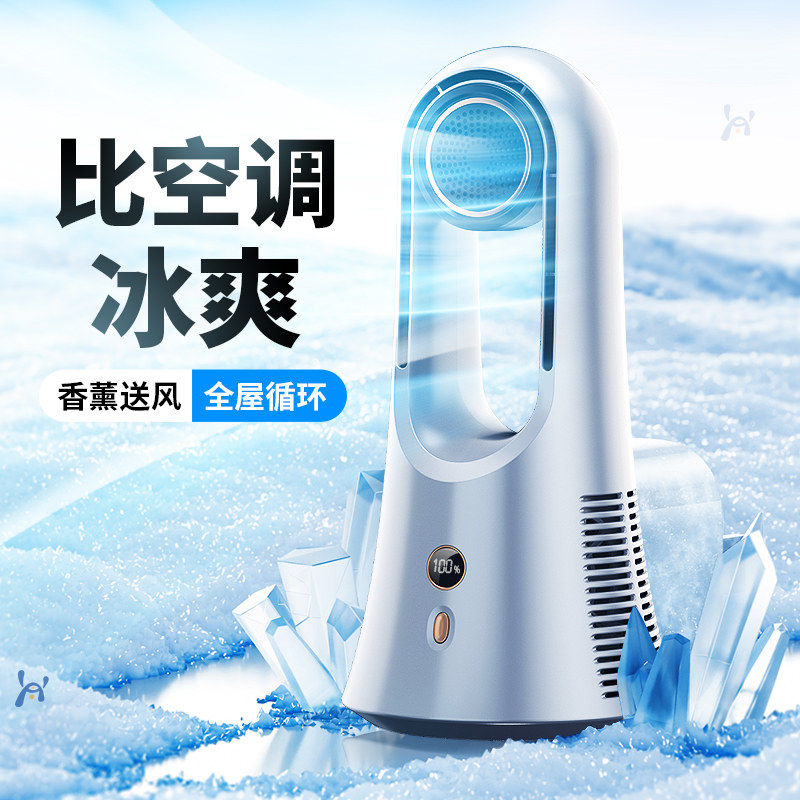 桌面小风扇办公室桌上制冷空调静音小型usb充电款宿舍卧室迷现货