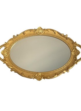 法式复古玻璃镜面托盘ins风客厅装饰摆件香薰首饰展示镜子收纳盘