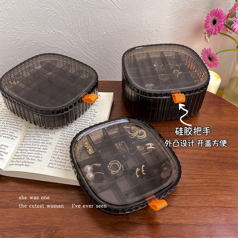 新品新款高档网红首饰盒小型透明防氧化耳环耳饰收V纳盒多层儿童