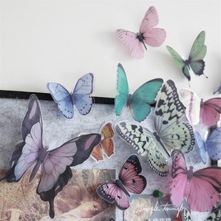 立体PVC蝴蝶墙贴软木板毛毡板氛围装 饰贴脸部化妆贴拍照道具