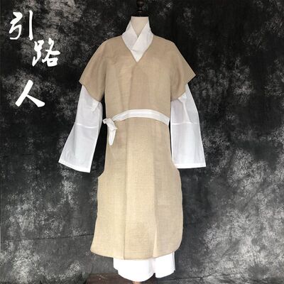 麻衣褂子麻布孝衣长袍男女丧服葬礼衣服批麻戴孝麻帽白孝衣包邮