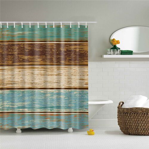 Curtains Bathroom Door-Shower Hooks Polyester-Fabric Home-De