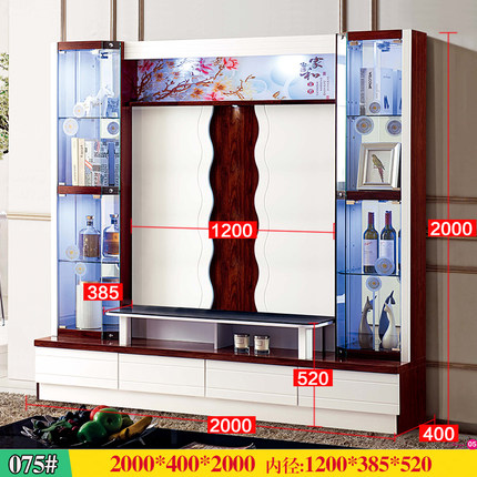 新品客厅整体电视机柜组合影视柜B多功能背景墙酒柜一体地柜中式