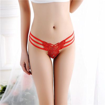 极速Sexy transparent butterfly underwear hollowed out lace t