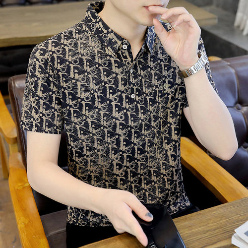 潮牌男士个性印花polo衫短袖夏季翻领休闲冰丝T恤时尚百搭男装潮