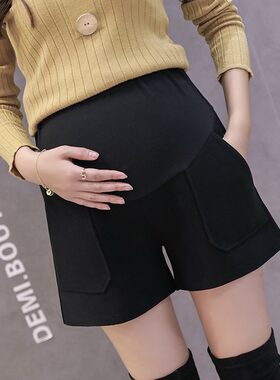 孕妇装秋冬外穿时k尚毛呢靴裤洋气网红三分短裤怀孕初期打底热裤