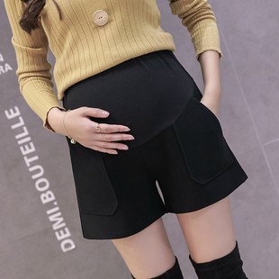 孕妇装秋冬外穿时k尚毛呢靴裤洋气网红三分短裤怀孕初期打底热裤