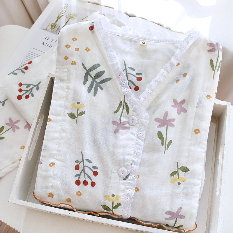 纱布月子服3月份4孕妇睡衣春夏款产后薄款喂奶哺乳衣家居套装