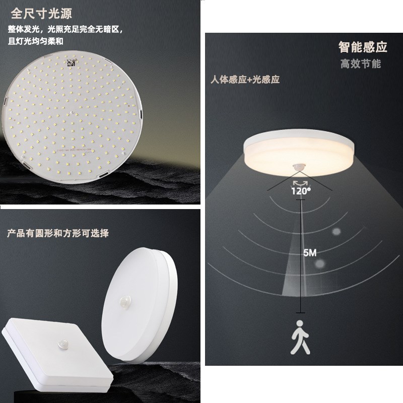 亚马逊热销LED超薄吸顶灯圆形人体C感应灯无边框高亮明装面板灯36