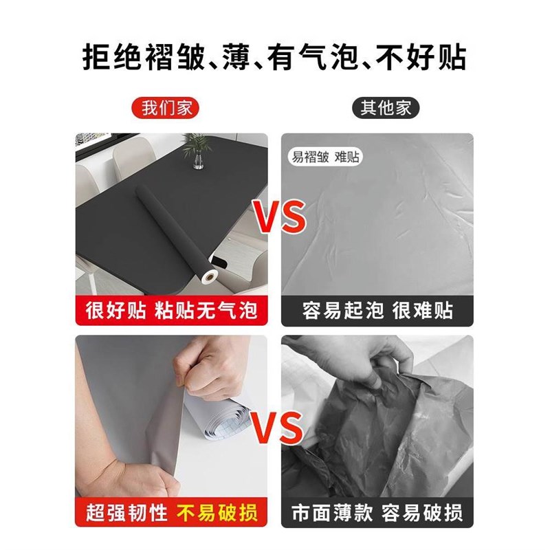 R2黑色桌面贴纸自粘家具翻新防水潮墙纸衣柜书桌布加厚改造宿新款