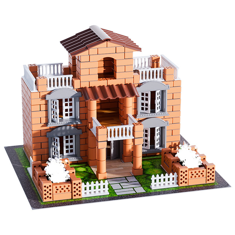 儿童泥瓦a匠玩具盖房子水泥砌墙建筑师手工造diy砖头小屋迷你礼物