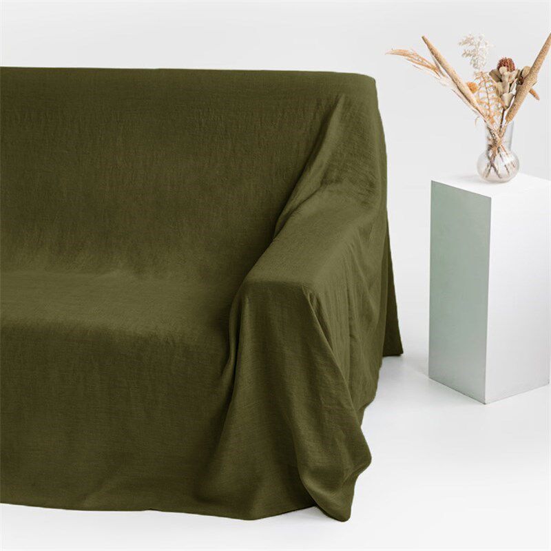 纯色亚麻沙发毯防尘盖布家用盖巾防遮布大尺寸家具沙发遮尘布定制