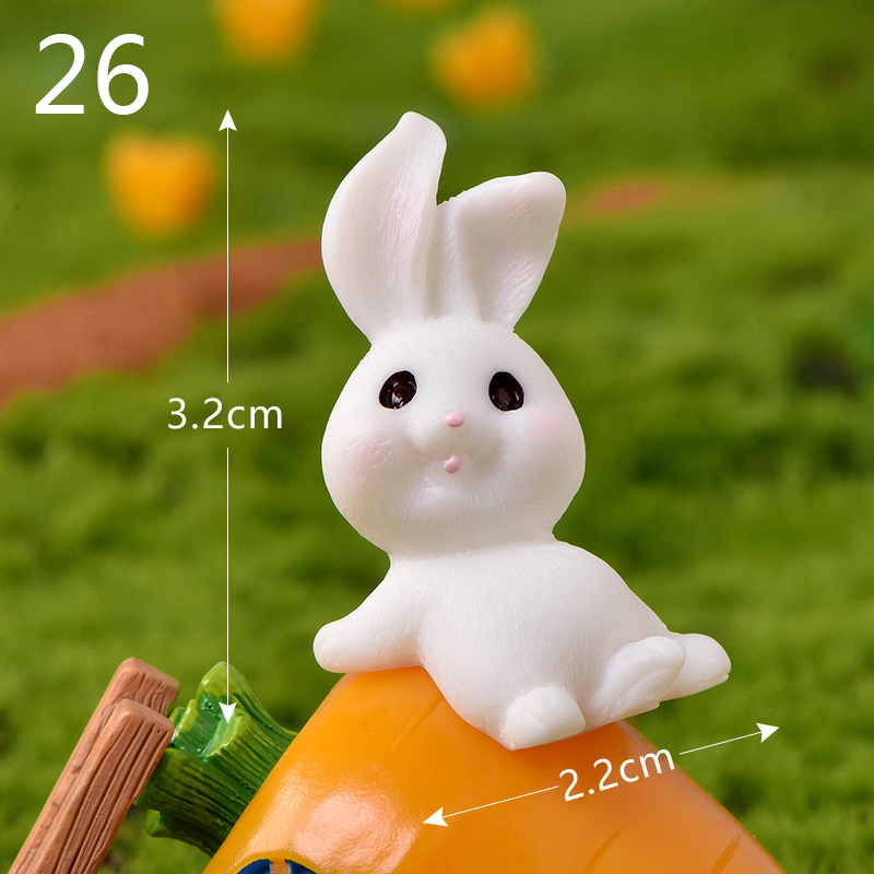 速发Easter Decoration Cute Resin Bunny Ornament Home Miniatu