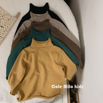 软糯哒 宝宝半高领针织衫薄款毛衣秋冬款儿童上衣男童女童打底衫