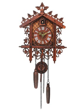 Practical Vintage Wood Cuckoo Wall Clock Hanging Handcraft C