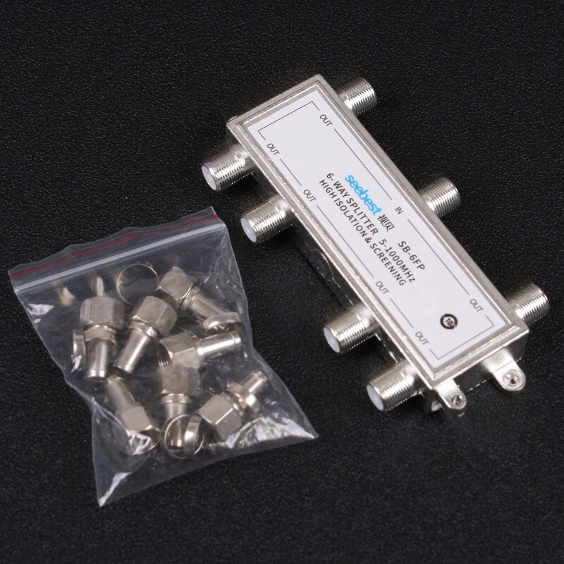 。电视分配器一分六闭路电视讯号延长线1分6有线电视分支器6FP