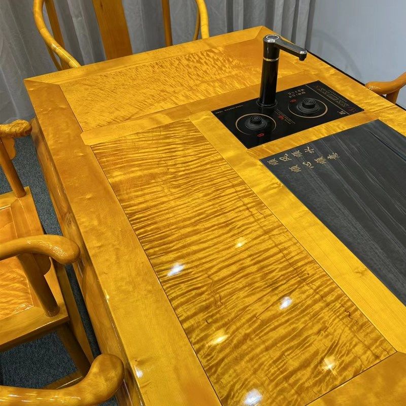 名贵金丝楠木大叶楠茶桌1.68七件套实木水波纹新中式茶台休闲茶几,商业/办公家具,茶台/茶桌,淘宝优惠券,粉丝福利购,淘宝优惠卷