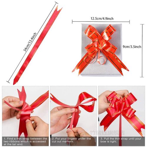 现货10Pcs Flower Ribbon Bow Gift WrappiJng for Birthday Wedd