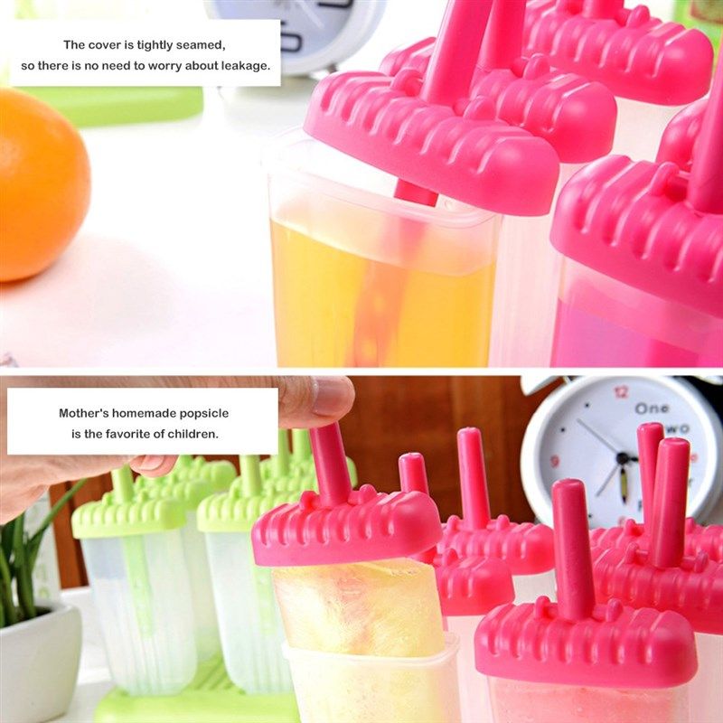 6 Cells DIY Popsicle Molds Ice Cream Makers Portable Durable