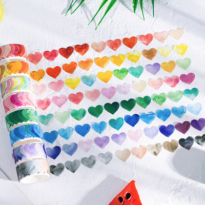 极速100 pcs/lot Kawaii Washi tape Gradient love heart sticke