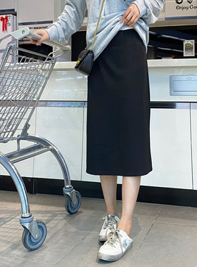 孕妇夏装半身裙春秋季中长款宽松潮妈时尚休闲小个子过膝长裙子女