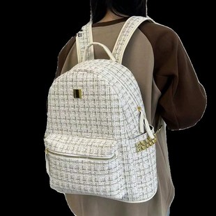 呢子双肩包女2023冬季新款时尚百搭高颜值大学生旅行背包女大容量