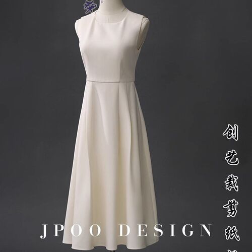 做衣服N254赫本风女神裙醋酸收腰显瘦背心无袖连衣裙服装裁剪纸样