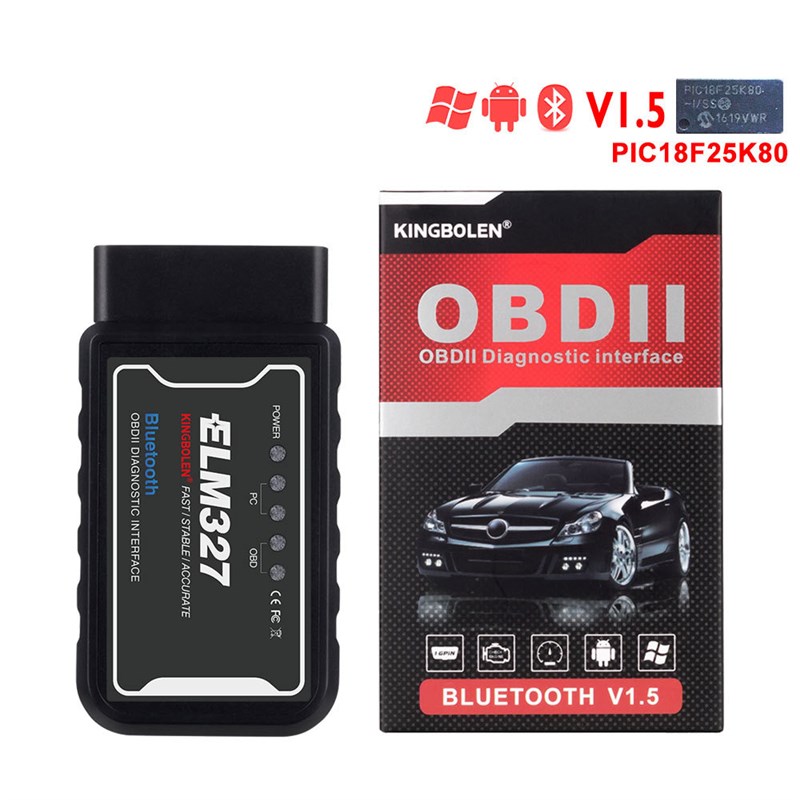 汽车检测仪ELM327V1.5PIC2z5K80芯片蓝牙版OBD2安卓系统外贸