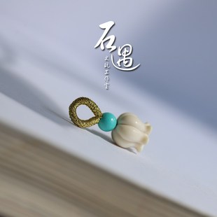 保真天然猛犸牙雕铃兰花弟子珠文玩手串个性配饰单颗配珠手链提溜