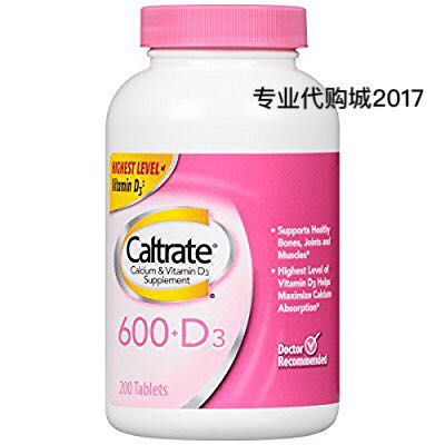 推荐Caltrate 600+D3 Calcium& Vitamin D3 Supplement(200-Cou