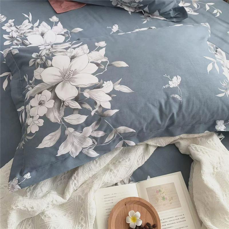 纯棉被套单件150x200x230全棉床单1.8米被罩被单田园花床笠四件套