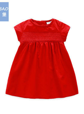 小孩衣服春秋装女宝宝公主裙红色喜庆连衣裙套装婴儿周岁礼服裙子