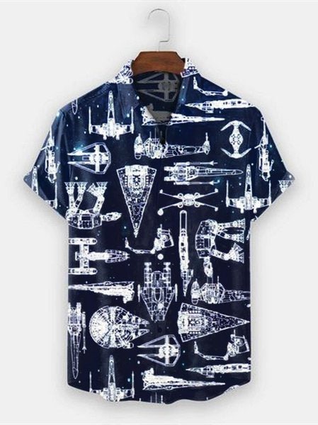 推荐Men's Fashion Vintage Clothing Aerospace Machine Print C