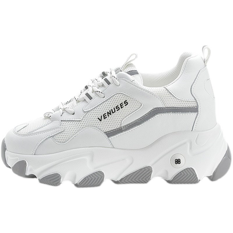 黑白显脚小秀气老爹鞋女夏季薄款英伦风超轻便软底加绒冬款运动鞋