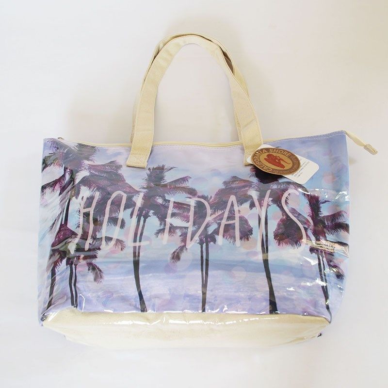 日单 大容量pvc防水沙滩包 海边度假包 手提包拉链帆布包女单肩包