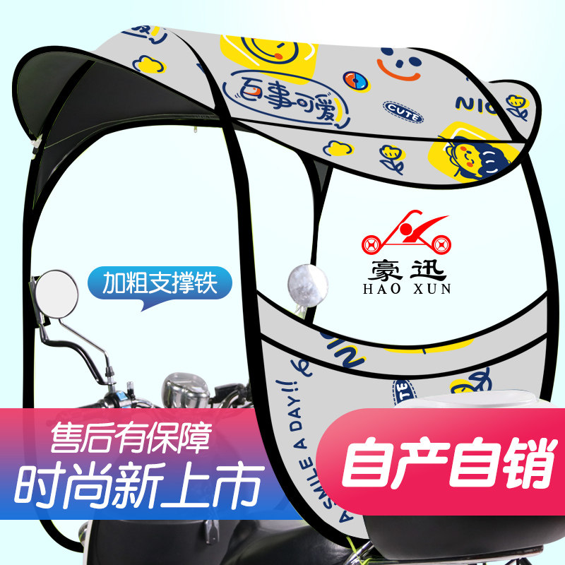 电动车遮雨神器电瓶车挡风v罩加厚防晒可拆卸摩托电动自行车遮阳