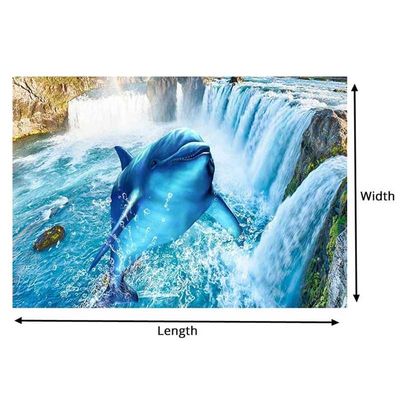 网红3D Wallpaper Modern Waterfalls Dolphin Floor Tiles Mural