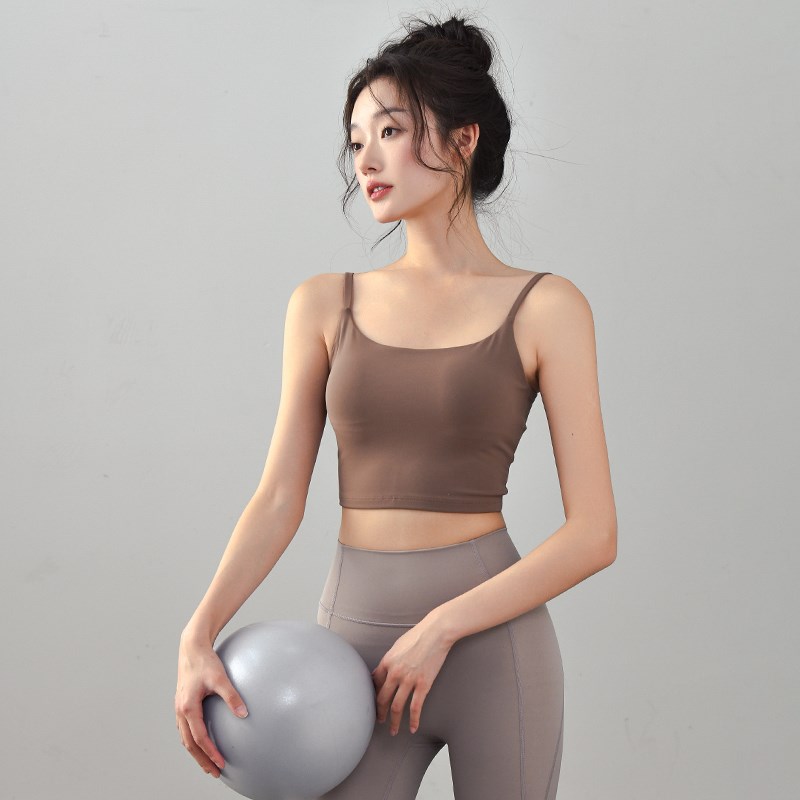 运动内衣女带胸垫可外穿防震聚拢瑜伽背心跑步训练速干健身服上衣