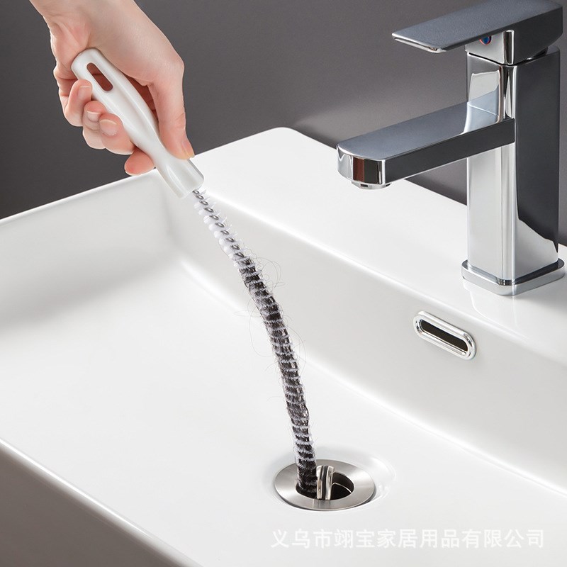现货下水道毛发清理器洗脸水池清洁刷通水管小毛刷可弯曲水槽清洁