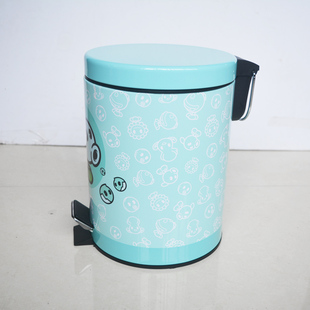 不锈钢脚b踏式垃圾桶可爱少女卧室带盖家用脚踏缓降静音彩色卡通