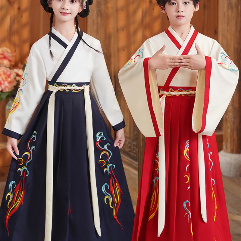 开笔礼汉服男女童表演出衣服装国学服经古装幼儿园小学生古风
