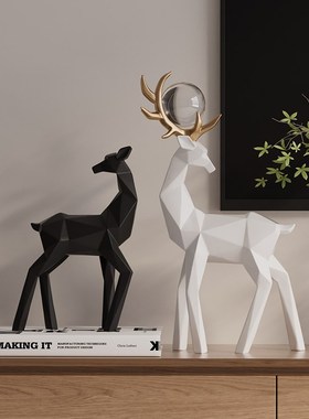 艺术折纸鹿高级感摆件简约现代客厅电视柜酒柜办公室装饰乔迁礼品