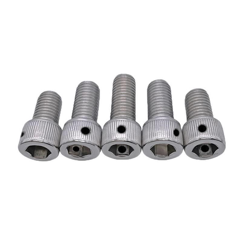 304不锈钢内六角头部带孔铅封螺丝侧边打孔防脱止退螺钉M2-M10