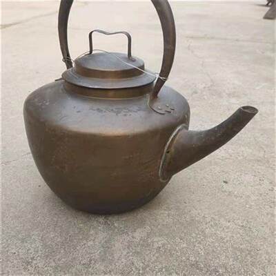 老物件农村老铜壶杂货铜茶壶烧水壶旧K玩旧项怀古算盘摆件茶